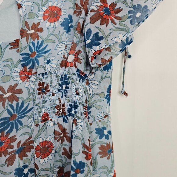MADEWELL Open Back Mini Dress WILDFLOWER GARDEN BLUE FLORAL size 0 Feminine Cute - Picture 12 of 12